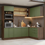 Cocina Integral Esquinera 399 cm Marrón/Verde Vik Madesa 02