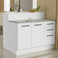 Isla de Cocina 120 cm 2 Puertas 3 Cajones Blanco Agata Madesa