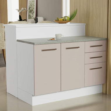 Isla de Cocina 120 cm 2 Puertas 3 Cajones Blanco/Crema Agata Madesa