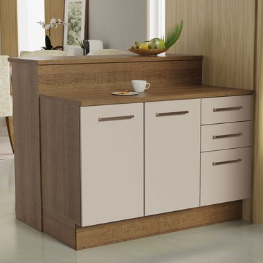 Isla de Cocina 120 cm 2 Puertas 3 Cajones Marrón/Crema Agata Madesa