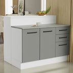 Isla de Cocina 120 cm 2 Puertas 3 Cajones Blanco/Gris Agata Madesa