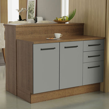 Isla de Cocina 120 cm 2 Puertas 3 Cajones Marrón/Gris Agata Madesa