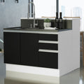 Isla de Cocina 120 cm 2 Puertas 3 Cajones Sin Encimera Blanco/Negro Glamy Madesa