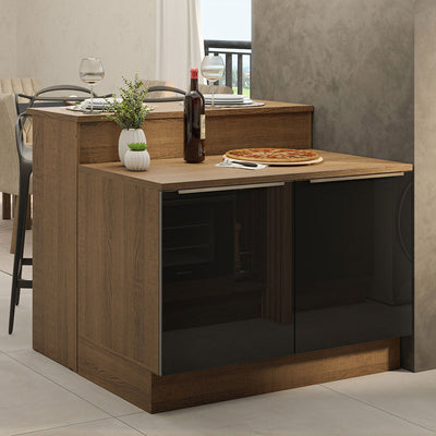 Isla de Cocina 120 cm 2 Puertas Marrón/Negro Lux Madesa