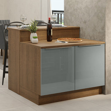 Isla de Cocina 120 cm 2 Puertas Marrón/Gris Lux Madesa