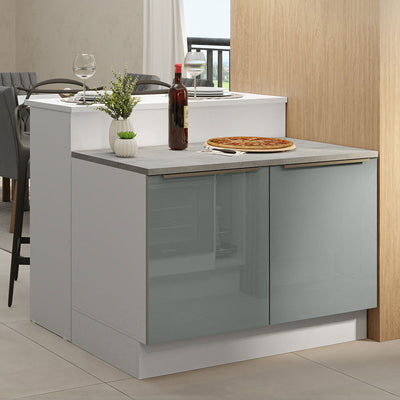 Isla de Cocina 120 cm 2 Puertas Blanco/Gris Lux Madesa