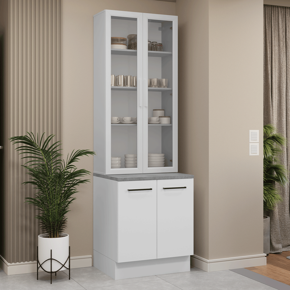 Kit Gabinete + Vitrina 70 cm Blanco Agata 02