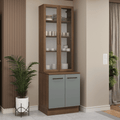 Kit Gabinete Bajo 2 Puertas y Vitrina 70 cm Marrón/Gris Agata Madesa