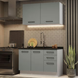 Cocina Compacta 120cm Blanco/Gris Agata 01