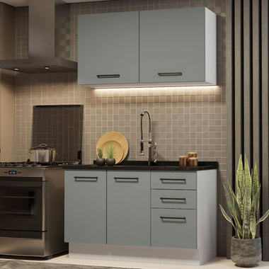 Cocina Compacta 120 cm Blanco/Gris Agata Madesa