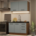 Cocina Compacta 120 x 52 cm 4 Puertas 3 Cajones Marrón/Gris Agata Madesa
