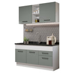 Cocina Compacta 150 x 52 cm 4 Puertas 2 Cajones Blanco/Gris Agata Madesa 02