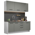 Cocina Compacta 180 x 52 cm 6 Puertas 3 Cajones Blanco/Gris Agata Madesa 01