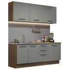 Cocina Compacta 180 x 52 cm 6 Puertas 3 Cajones Marrón/Gris Agata Madesa 01