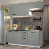 Cocina Compacta 180cm Blanco/Gris Agata 03