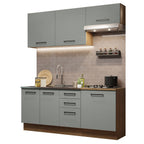 Cocina Compacta 180 x 52 cm 6 Puertas 3 Cajones Marrón/Gris Agata Madesa 03