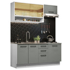 Cocina Compacta 180 x 52 cm 6 Puertas 3 Cajones Blanco/Gris Agata Madesa 04