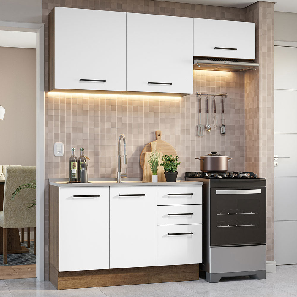 Cocina Compacta 180cm Marrón/Blanco Agata 09