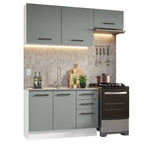 Cocina Compacta 180 x 52 cm 5 Puertas 3 Cajones Blanco/Gris Agata Madesa