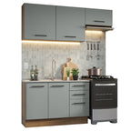 Cocina Compacta 180 x 52 cm 5 Puertas 3 Cajones Marrón/Gris Agata Madesa
