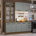 Cocina Compacta 190 cm Con Vitrina Marrón/Gris Agata Madesa