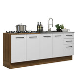 Kit con 2 Muebles de Cocina 3 Cajones y 4 Puertas (Sin Encimera Ni Fregadero) Marrón/Blanco Agata 01