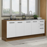 Mueble de Cocina 200cm Con Tarja Agata Marrón/Blanco