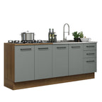 Kit 2 Gabinetes Bajos de Cocina 200 cm Marrón/Gris Agata Madesa