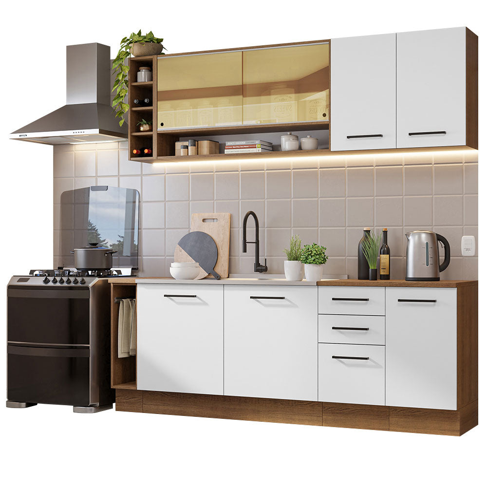 Cocina Integral 220 cm Marrón/Blanco Agata Madesa
