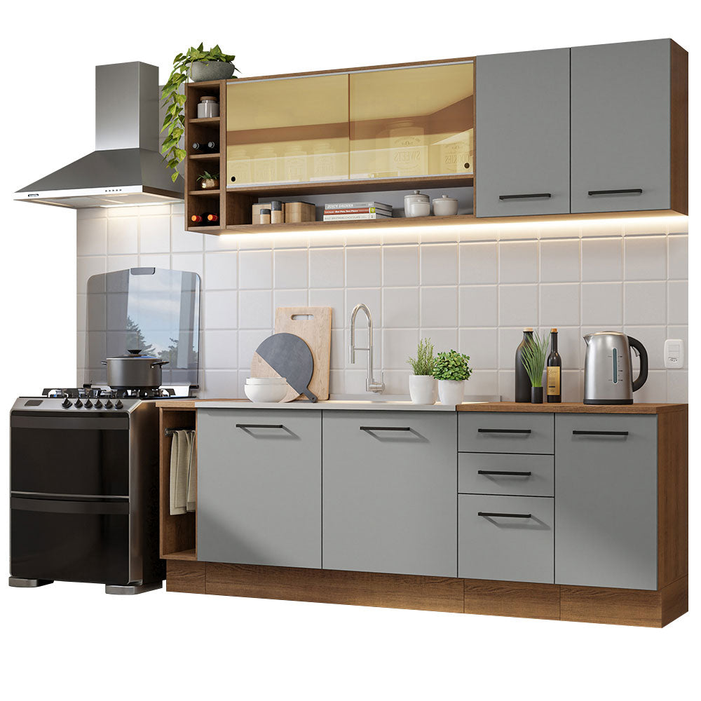 Cocina Compacta 220 cm Marrón/Gris Agata Madesa