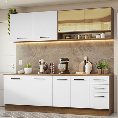 Cocina Compacta 240 cm Marrón/Blanco Agata Madesa