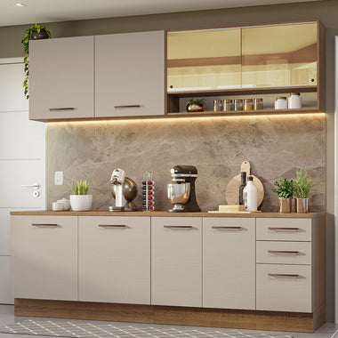 Cocina Compacta 240 cm Marrón/Crema Agata Madesa