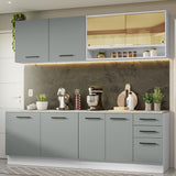 Cocina Integral 240 x 60cm Blanco/Gris Agata 01
