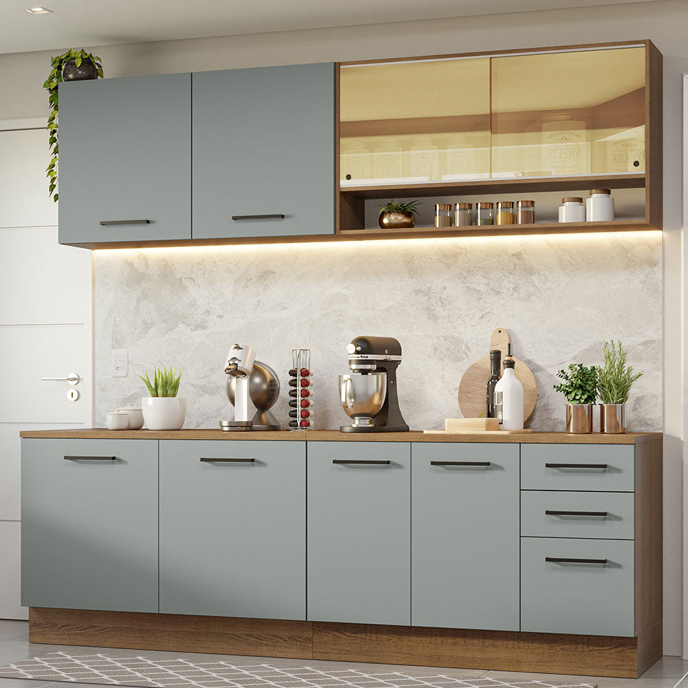 Cocina Integral 240 x 60cm Marrón/Gris Agata 01