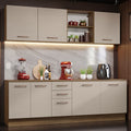 Cocina Compacta 240 x 60 cm 7 Puertas 3 Cajones Marrón/Crema Agata Madesa