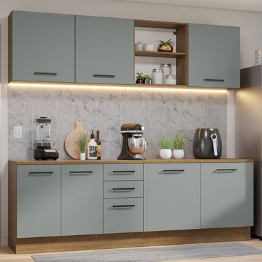 Cocina Compacta 240 cm Marrón/Gris Agata Madesa