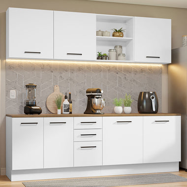 Cocina Compacta 240 cm Blanco/Marrón Agata Madesa