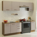 Cocina Integral con Accesorios 240 x 60cm Agata Marrón/Crema