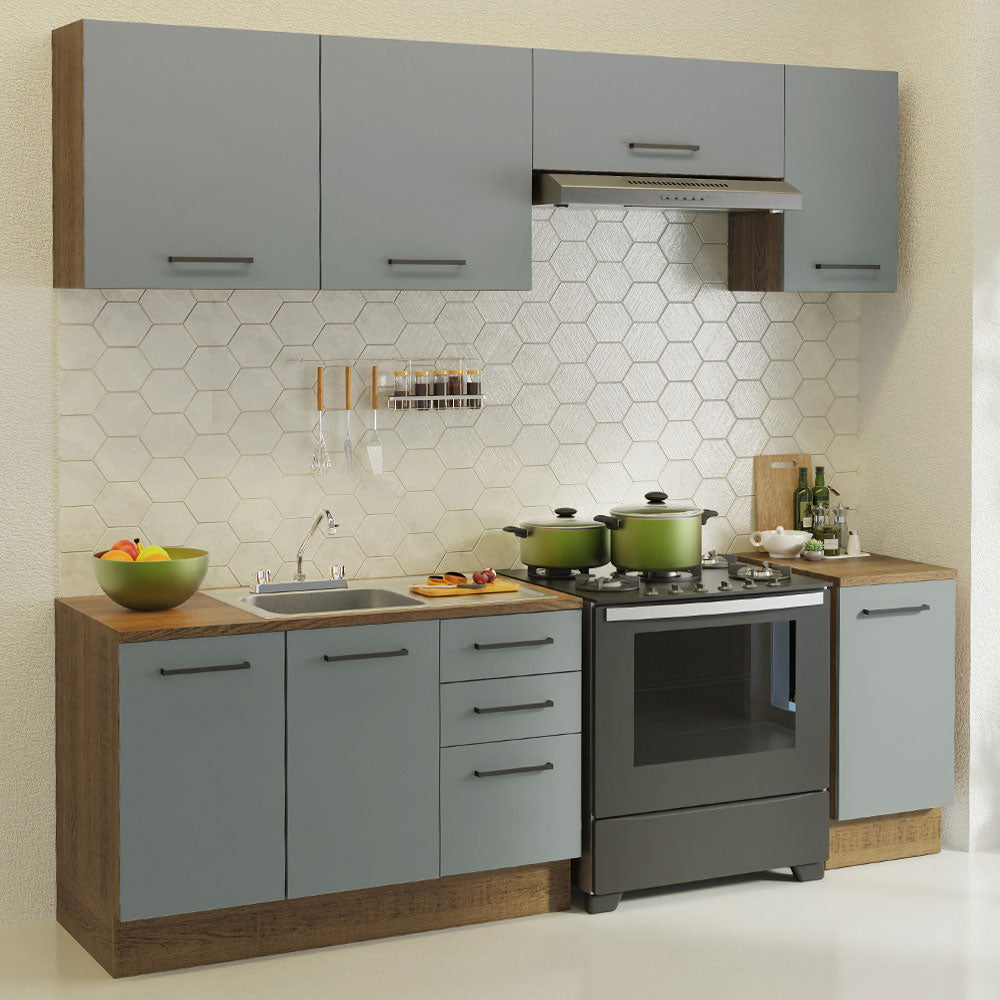 Cocina Compacta 240 cm Marrón/Gris Agata Madesa