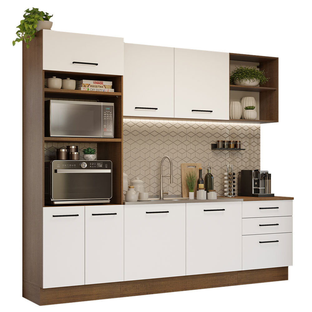 Cocina Integral 250 cm Con Mueble para Horno Marrón/Blanco Agata Madesa