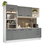 Cocina Integral 250 cm Con Mueble para Horno Blanco/Gris Agata Madesa