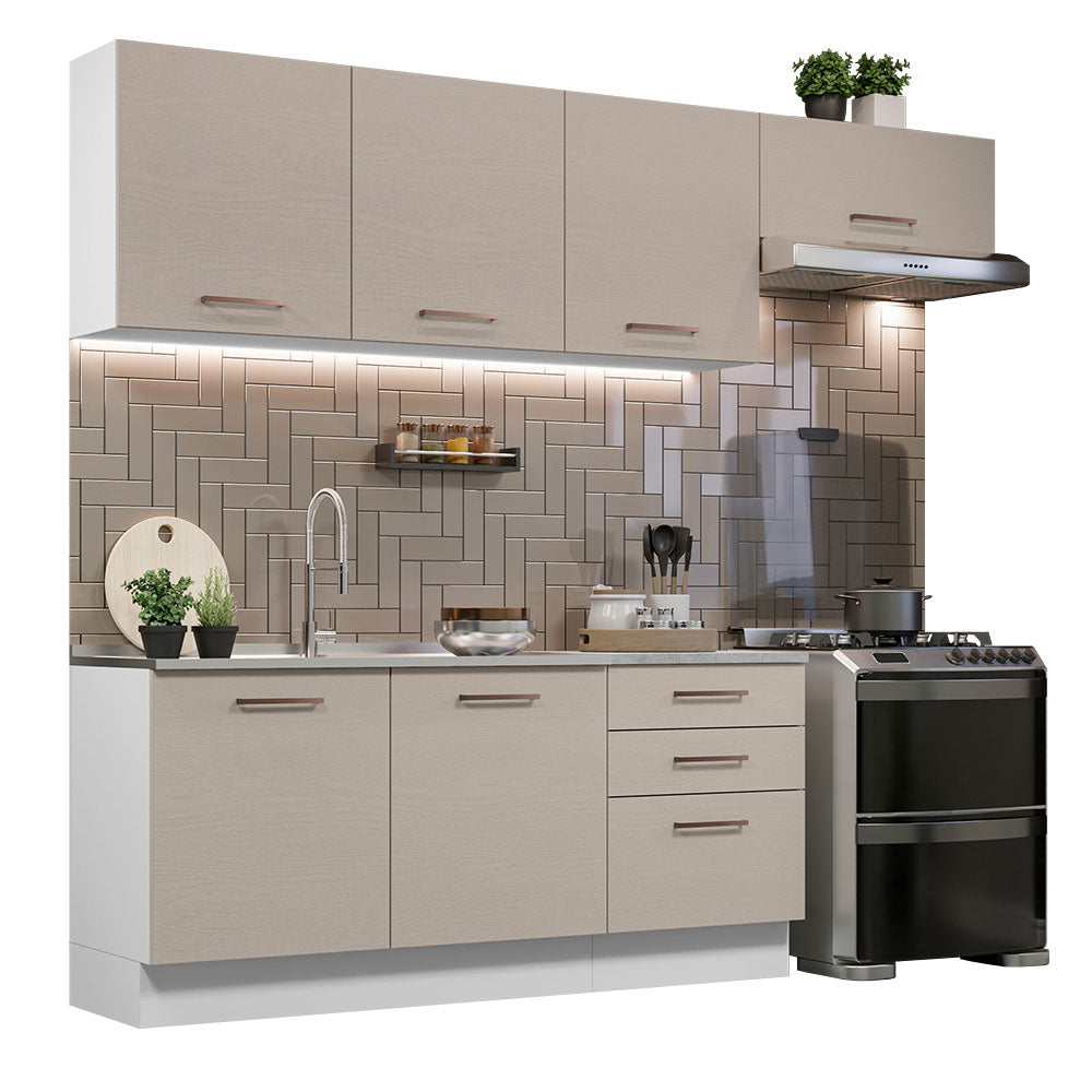 Cocina Integral 260cm Blanco/Crema Agata 02