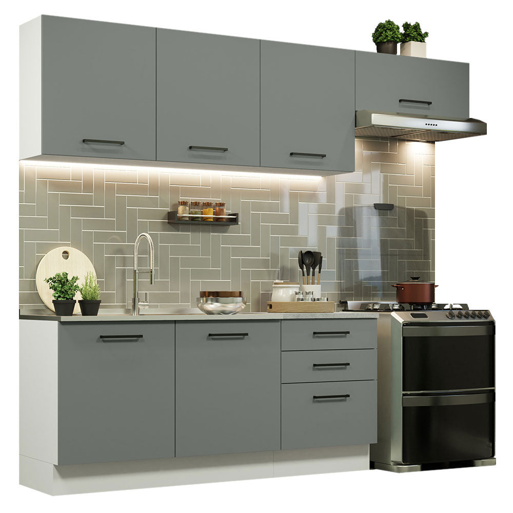 Cocina Integral 260cm Blanco/Gris Agata 02
