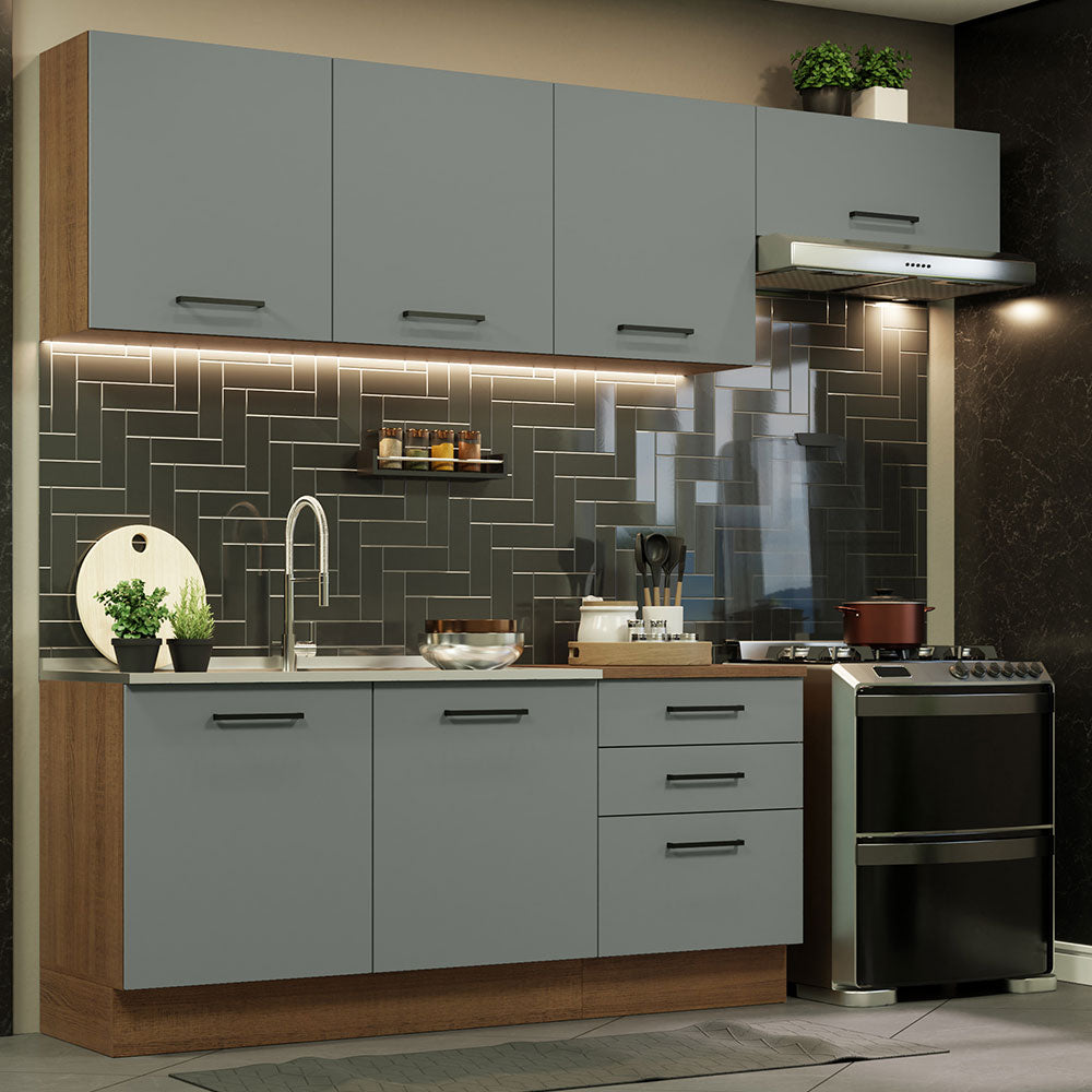Cocina Integral 260cm Marrón/Gris Agata 02