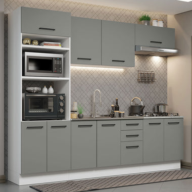 Cocina Integral 270 cm Blanco/Gris Agata Madesa