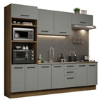 Cocina Integral 270 x 52 cm 10 Puertas 3 Cajones Marrón/Gris Agata Madesa