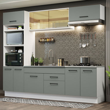 Cocina Integral 270 cm Blanco/Gris Agata Madesa