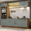 Cocina Integral 270 x 52 cm 9 Puertas 2 Cajones Marrón/Gris Agata Madesa