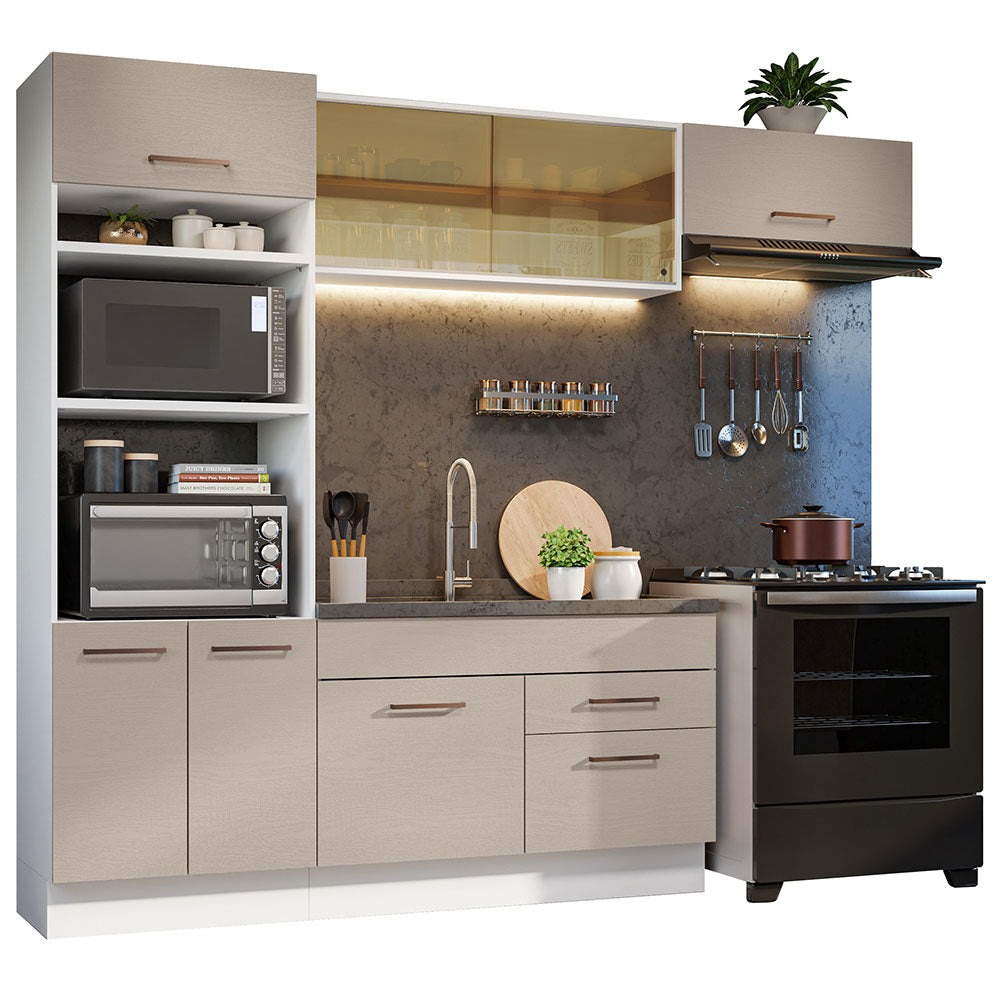 Cocina Integral 270cm Blanco/Crema Agata 04