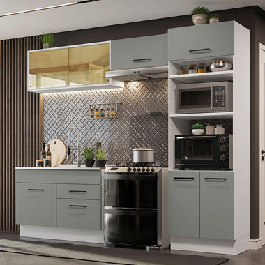 Cocina Integral 270 cm Blanco/Gris Agata Madesa